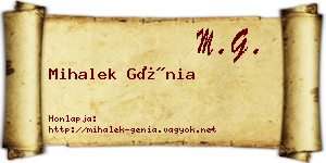 Mihalek Génia névjegykártya